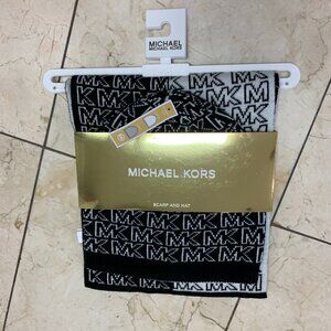 Michael Michael Kors Split Logo Scarf / Reversible Beanie Set.